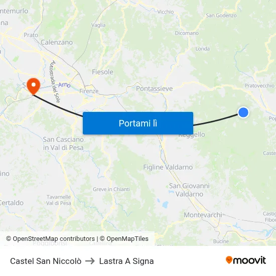 Castel San Niccolò to Lastra A Signa map