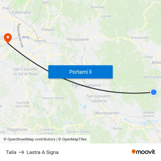 Talla to Lastra A Signa map