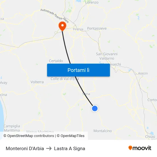 Monteroni D'Arbia to Lastra A Signa map