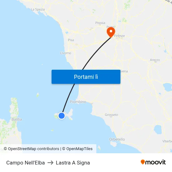 Campo Nell'Elba to Lastra A Signa map