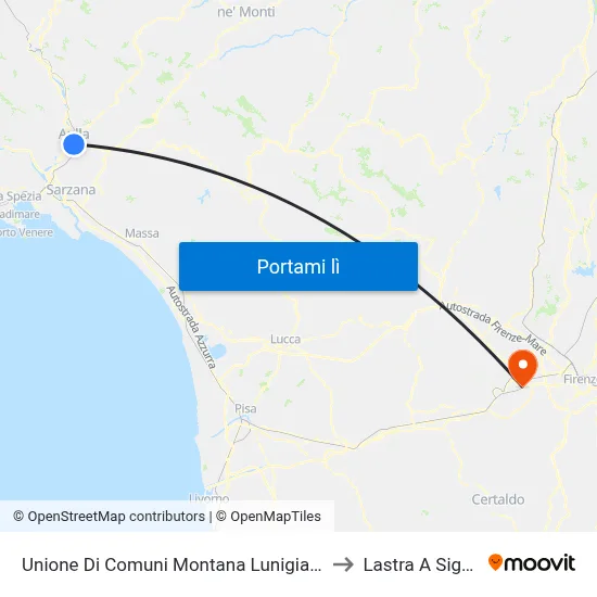 Unione Di Comuni Montana Lunigiana to Lastra A Signa map