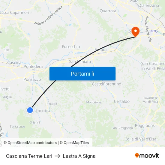 Casciana Terme Lari to Lastra A Signa map