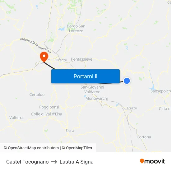 Castel Focognano to Lastra A Signa map