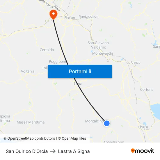 San Quirico D'Orcia to Lastra A Signa map