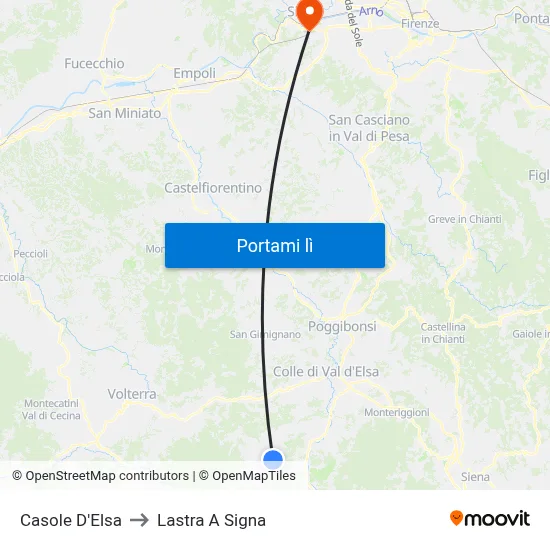 Casole D'Elsa to Lastra A Signa map