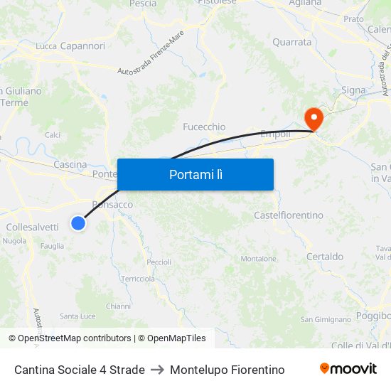 Cantina Sociale 4 Strade to Montelupo Fiorentino map