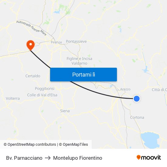 Bv. Parnacciano to Montelupo Fiorentino map