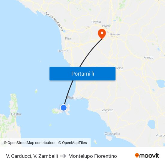 V. Carducci, V.  Zambelli to Montelupo Fiorentino map