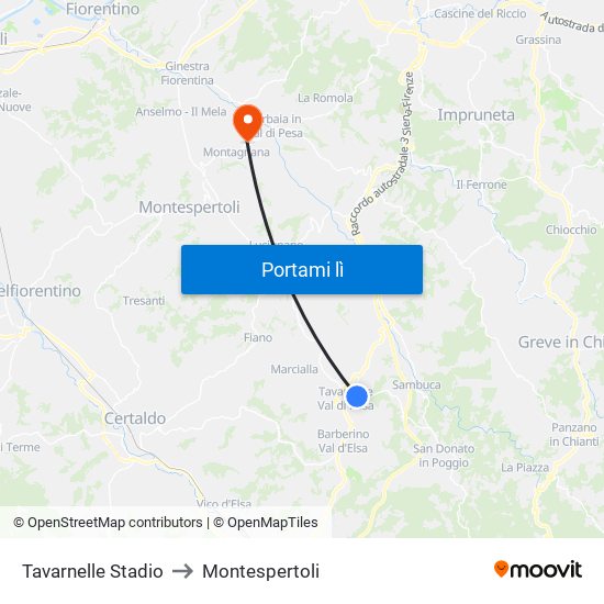 Tavarnelle Stadio to Montespertoli map