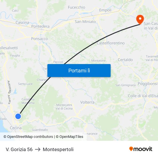 V. Gorizia 56 to Montespertoli map