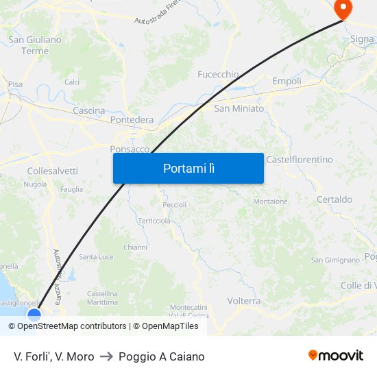 V. Forli',  V. Moro to Poggio A Caiano map