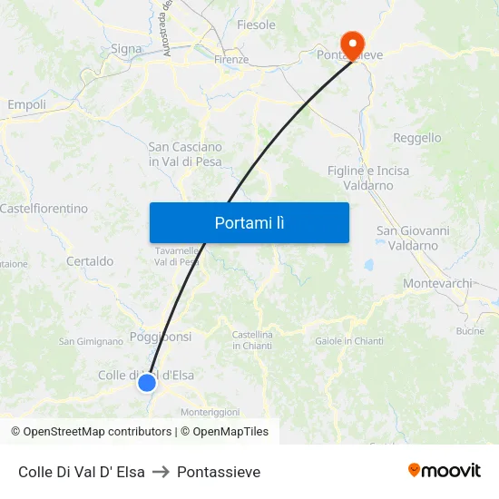 Colle Di Val D' Elsa to Pontassieve map