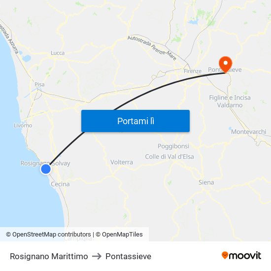 Rosignano Marittimo to Pontassieve map