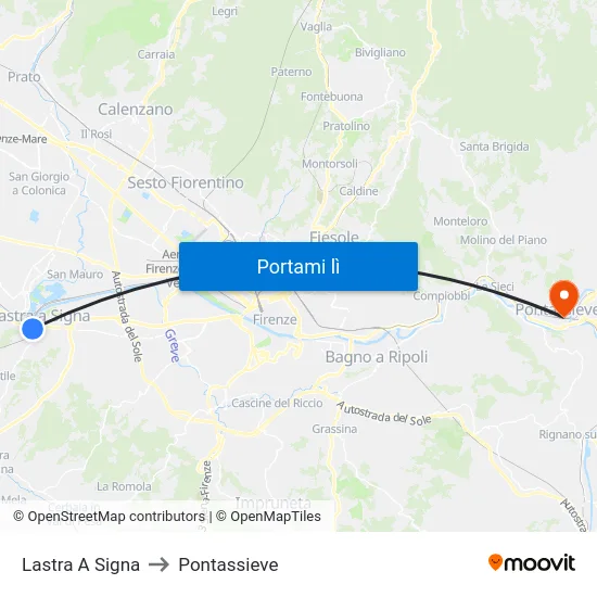 Lastra A Signa to Pontassieve map