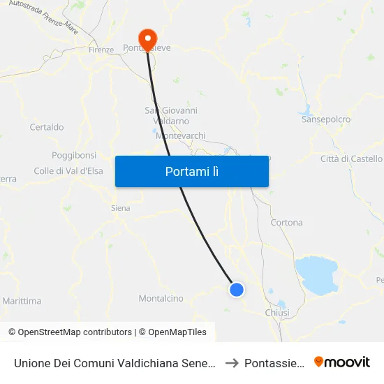 Unione Dei Comuni Valdichiana Senese to Pontassieve map