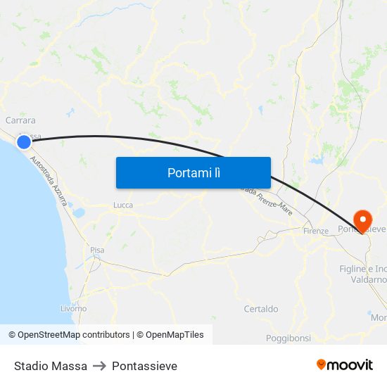 Stadio Massa to Pontassieve map