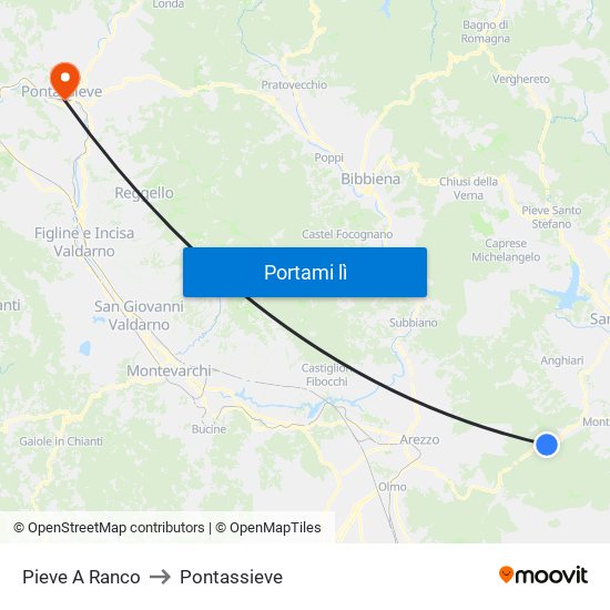 Pieve A Ranco to Pontassieve map
