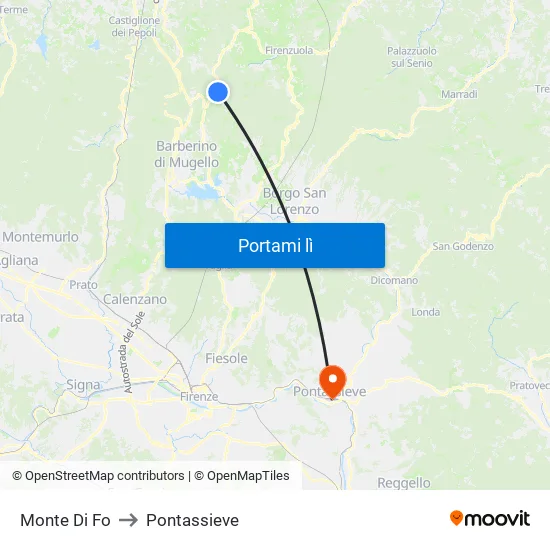 Monte Di Fo to Pontassieve map