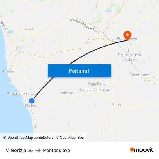 V. Gorizia 56 to Pontassieve map