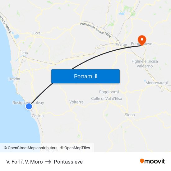 V. Forli',  V. Moro to Pontassieve map