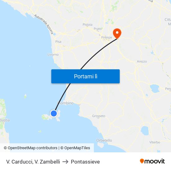 V. Carducci, V.  Zambelli to Pontassieve map