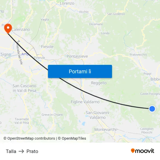 Talla to Prato map