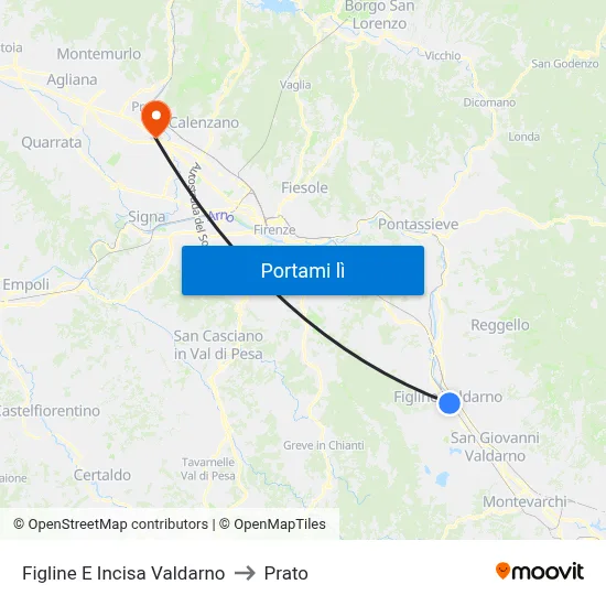 Figline E Incisa Valdarno to Prato map