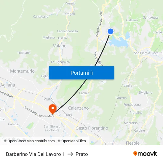 Barberino Via Del Lavoro 1 to Prato map