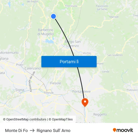 Monte Di Fo to Rignano Sull' Arno map
