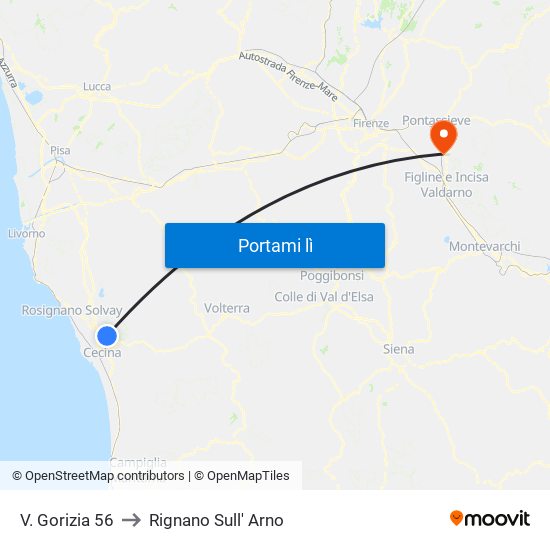 V. Gorizia 56 to Rignano Sull' Arno map