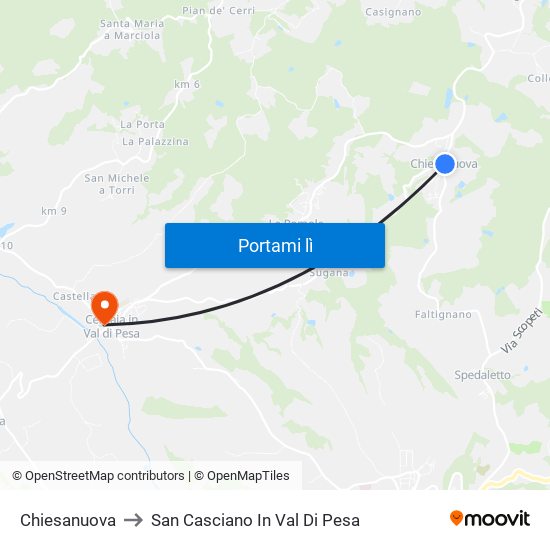 Chiesanuova to San Casciano In Val Di Pesa map