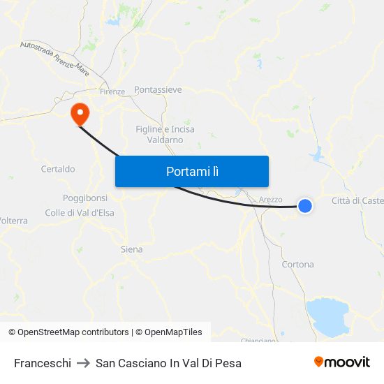 Franceschi to San Casciano In Val Di Pesa map