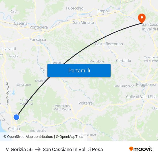 V. Gorizia 56 to San Casciano In Val Di Pesa map