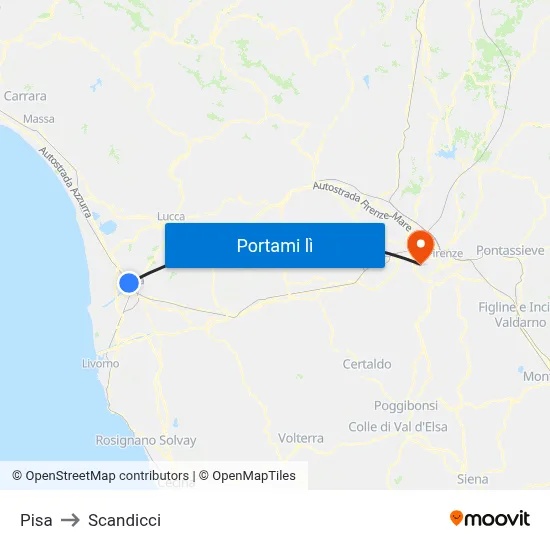 Pisa to Scandicci map
