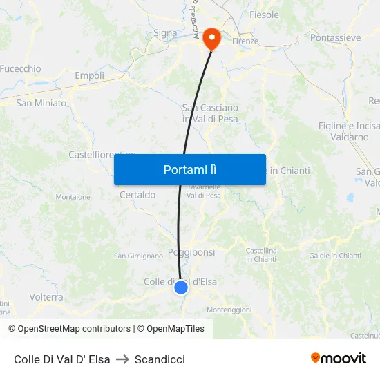 Colle Di Val D' Elsa to Scandicci map