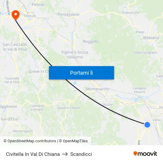 Civitella In Val Di Chiana to Scandicci map