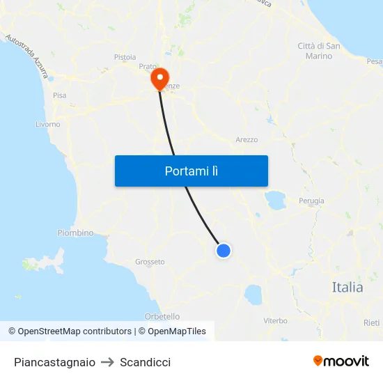Piancastagnaio to Scandicci map