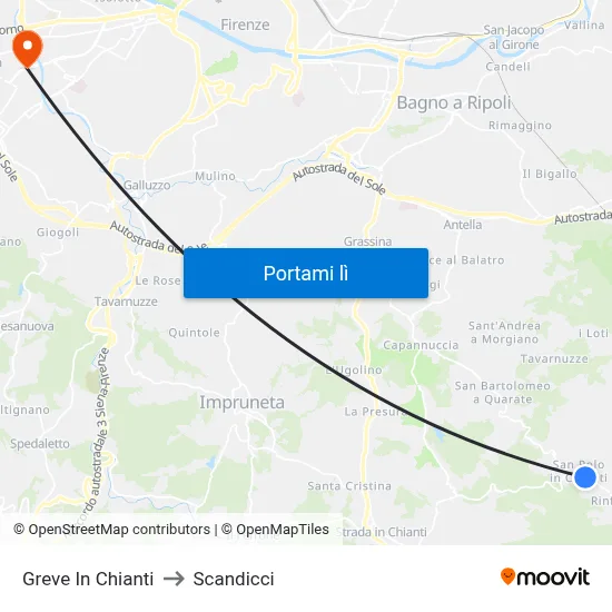 Greve In Chianti to Scandicci map