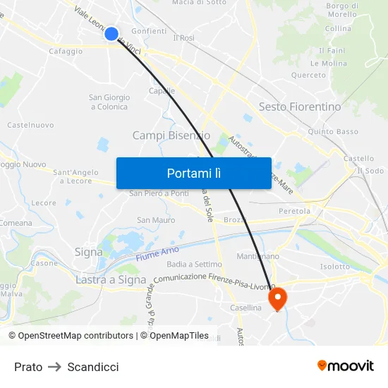 Prato to Scandicci map