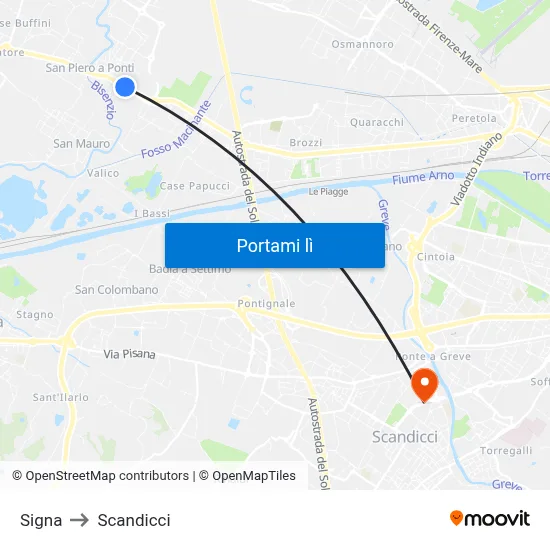 Signa to Scandicci map