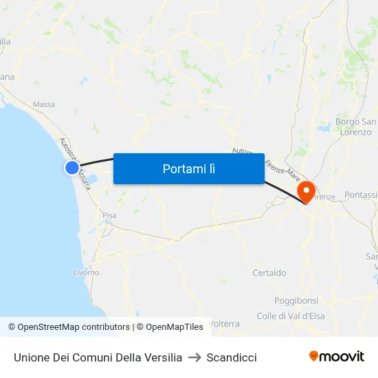 Unione Dei Comuni Della Versilia to Scandicci map