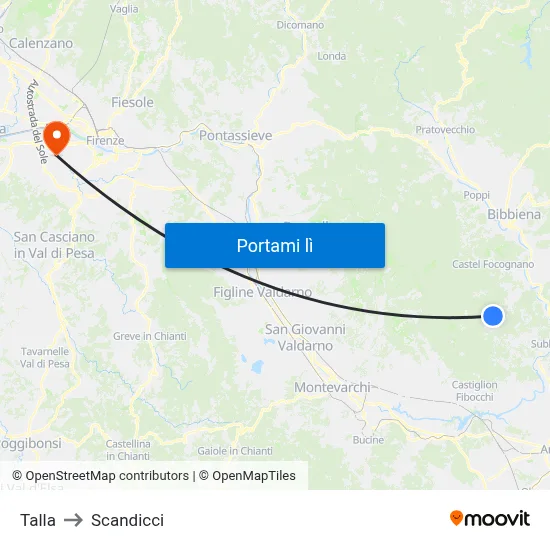 Talla to Scandicci map