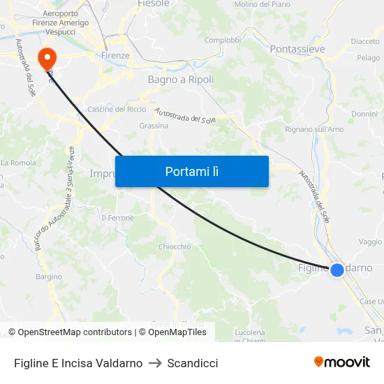 Figline E Incisa Valdarno to Scandicci map