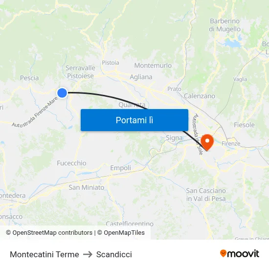 Montecatini Terme to Scandicci map