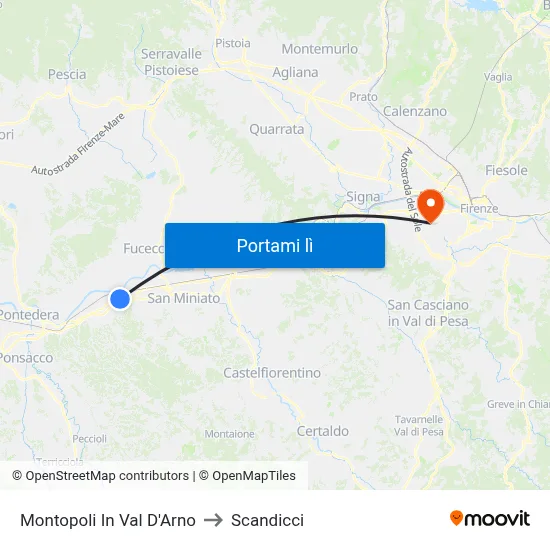 Montopoli In Val D'Arno to Scandicci map