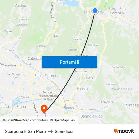 Scarperia E San Piero to Scandicci map