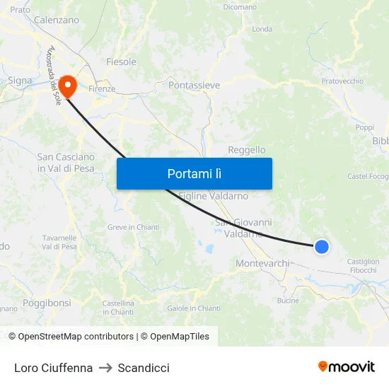 Loro Ciuffenna to Scandicci map
