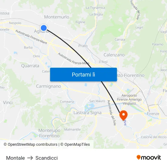 Montale to Scandicci map