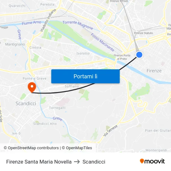 Firenze Santa Maria Novella to Scandicci map