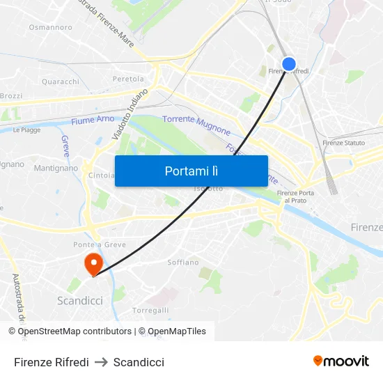 Firenze Rifredi to Scandicci map